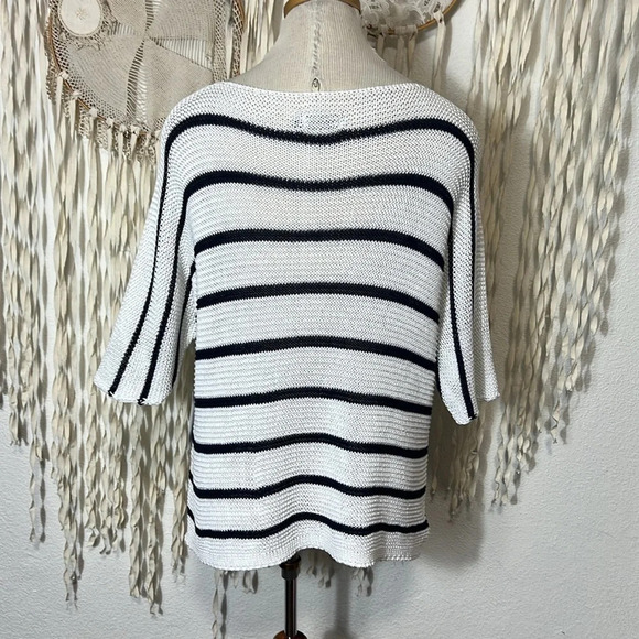 M Made in Italy NWT Open Weave Dolman Sleeve Top XL - Picture 4 of 8